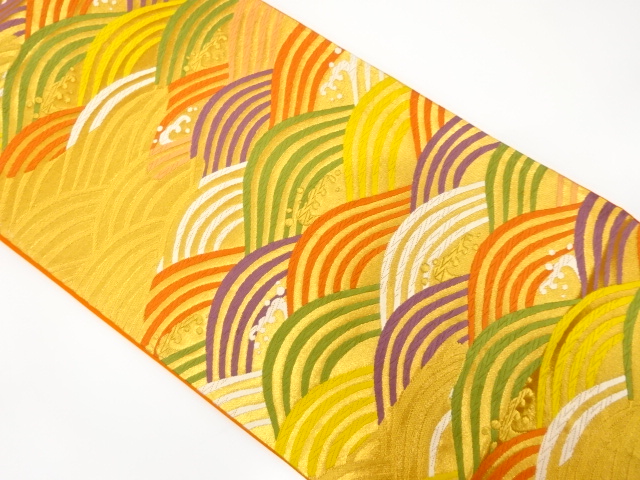 波青海波模様織り出し　袋帯